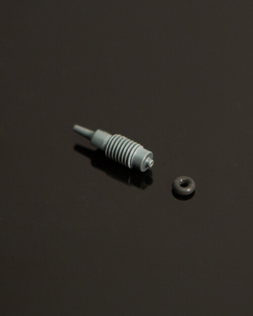 Connector, Gray with Nipple, 1/4-28
